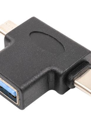 Перехідник USB 3.0 Type-C, microUSB (M) to USB 3.0 OTG AF Powe...