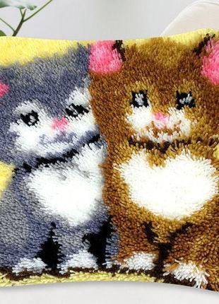 Набор для ковровой вышивки Подушка Два кота (наволочка с канво...