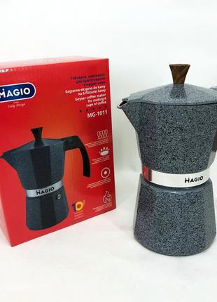 Гейзерная кофеварка Magio MG-1011, гейзерная кофеварка для инд...