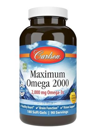 Жирные кислоты Carlson Labs Maximum Omega 2000, 180 капсул