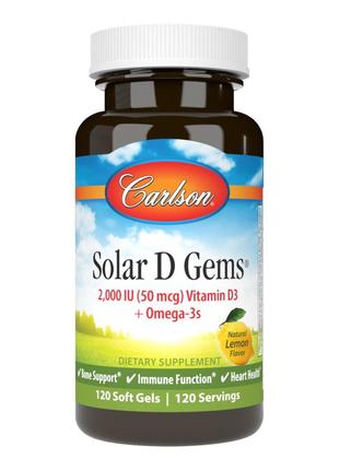 Витамины и минералы Carlson Labs Solar D Gems 2000 IU, 120 капсул