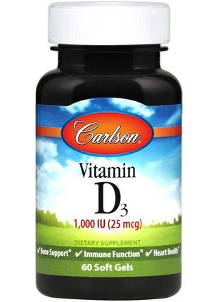 Вітаміни та мінерали Carlson Labs Vitamin D3 1000 IU, 60 капсул