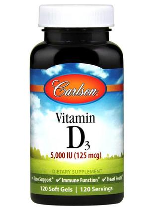 Вітаміни та мінерали Carlson Labs Vitamin D3 5000 IU, 120 капсул