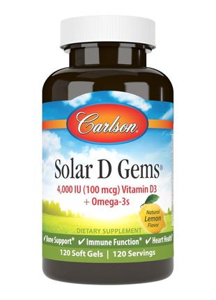 Вітаміни та мінерали Carlson Labs Solar D Gems 4000 IU, 120 ка...