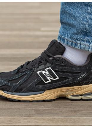 Мужские / женские кроссовки New Balance 1906R Black Beige замш...