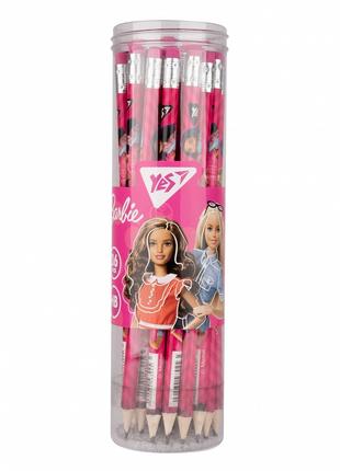 Олівець YES ч/гр круг. з ласт. в пл. тубі, 36шт/уп Barbie