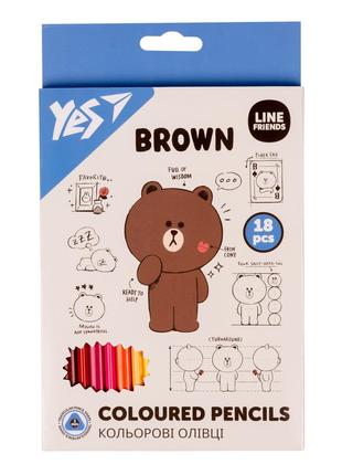 Олівці кольорові YES 18 кол. "Line Friends"