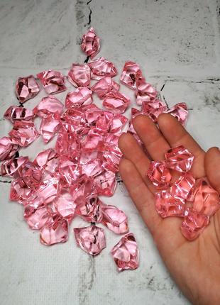 Кристали Лід колотий рожевий декоративний акрил 2,8х2 см, 50 шт