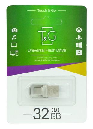 Накопитель USB Type C T&G; 2в1 3.0 32GB Metal 104 Цвет Стальной