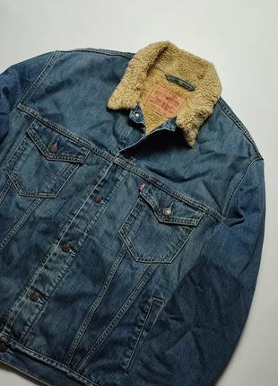 Куртка шерпа джинсовая мужская levi's sherpa trucker jacket Lsize