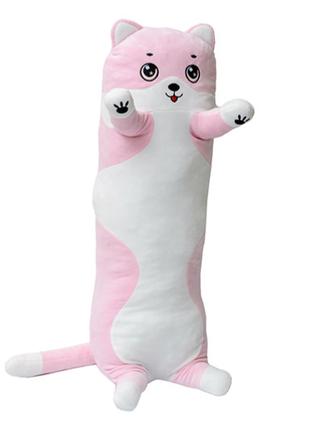 М'яка іграшка подушка "Кіт-Батон" Рожевий довжина 90 см VlasoToy