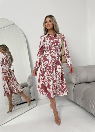Женское платье из шелкового софта цвет пудра р.42/44 454116