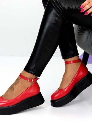 Туфлі жіночі червоні натуральна шкіра