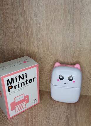 Портативный детский принтер котик для фото с телефона Mini Pri...