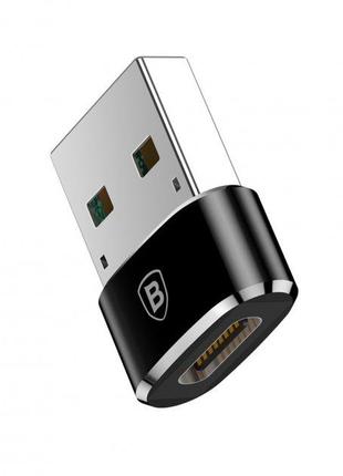 Адаптер переходник BASEUS USB Male to Type-C Female 2.4A Black...