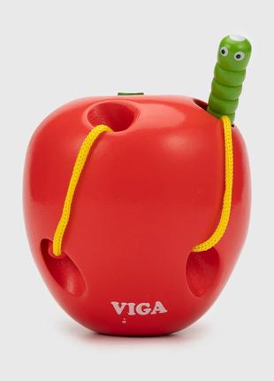 Шнурівка "Яблуко" Viga Toys 56276 Різнокольоровий (6934510562762)