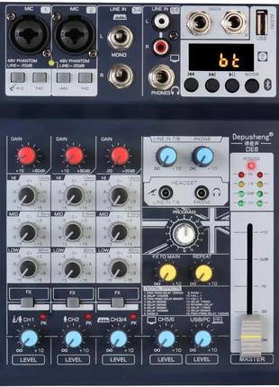 Depusheng DE8 Mini 8-канальный звуковой DJ-микшер, консоль рев...