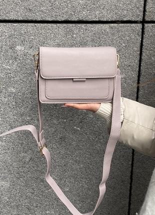 Жіноча сумка на ремінці крос-боді на три відділи лілова фіолетова