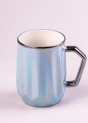 Чашка керамическая 450 мл в зеркальной глазури Голубой