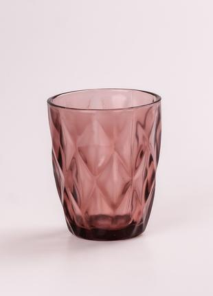 Граненый стакан набор 6 штук, стакан 250 мл стекло Розовый