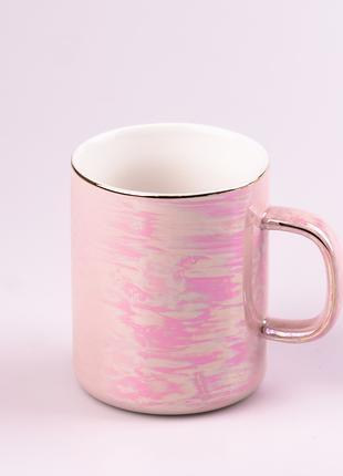 Чашка керамическая 420 мл в зеркальной глазури Розовый