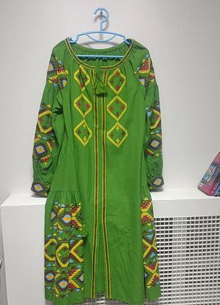Платье етно дизайнерское зеленое