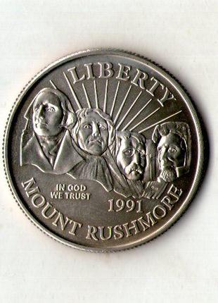 США 1 доллар, 1991 50 лет Национальному мемориалу Рашмор №1682