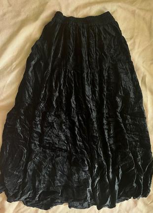 Міді спідниця темно синя  велюрова довга готична юбка спідничка ч