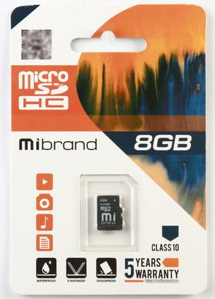 MicroSDHC Mibrand 8Gb class 10