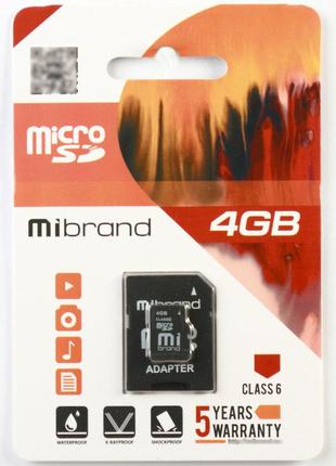 MicroSDHC Mibrand 4Gb class 6 (adapter SD)