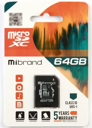MicroSDXC (UHS-1) Mibrand 64Gb class 10 (adapter SD)