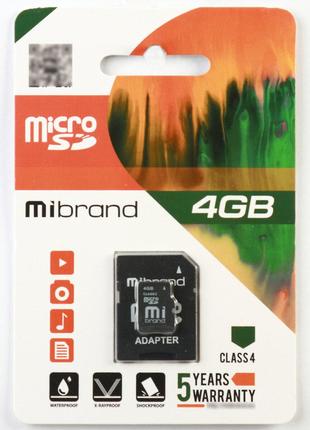 MicroSDHC Mibrand 4Gb class 4 (adapter SD)