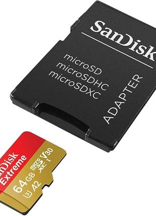 MicroSDXC (UHS-1 U3) SanDisk Extreme A2 64Gb class 10 V30 (R17...