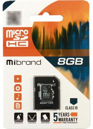 MicroSDHC Mibrand 8Gb class 6 (adapter SD)