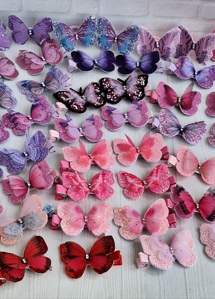 Заколки з шифоновими фіолетовими метеликами