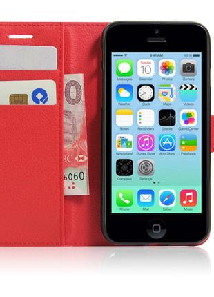 Чехол-книжка Litchie Wallet для Apple iPhone 5 / 5S / SE Красн...