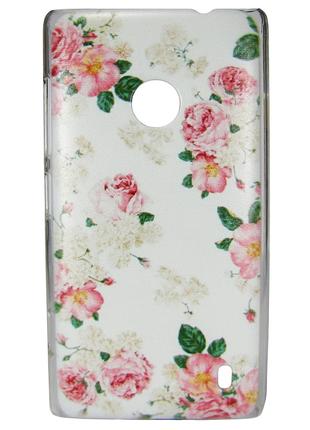 Чехол с рисунком Printed Plastic для Nokia Lumia 520 / 525 Роз...