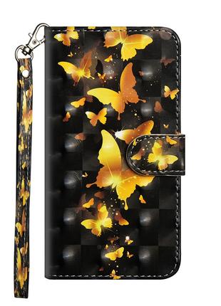 Чехол-книжка Color Book для Huawei Mate 20 Lite Золотые бабочк...