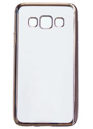 Чехол Silicone Frame прозрачный Samsung A300 Galaxy A3 2015 Gold