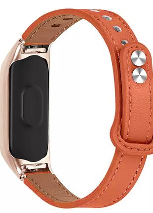 Ремешок Leather Strap Xiaomi Mi Band 7 Orange