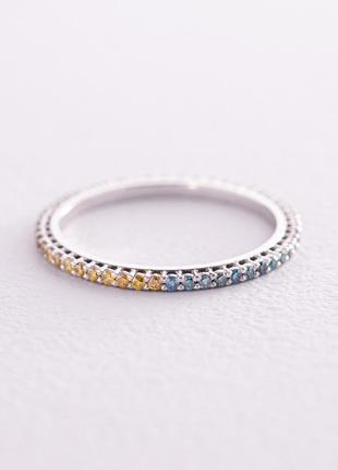 Золотое кольцо с голубыми и желтыми бриллиантами 226831121