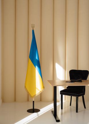 1 шт Набор для одного флага, флаг Украины атлас 90х135 см, дер...