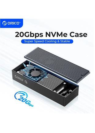 Зовнішня кишеня ORICO 20Gbps Fan M.2 NVMe SSD to USB 3.2 адаптер
