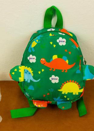 Рюкзак, детский, с динозаврами, зелёный