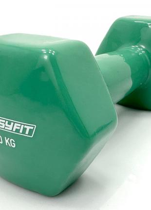 Гантель для фитнеса 4 кг EasyFit с виниловым покрытием зеленая