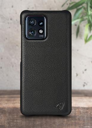 Кожаная накладка Stenk Cover для Motorola Edge Plus (2023) Чёрный