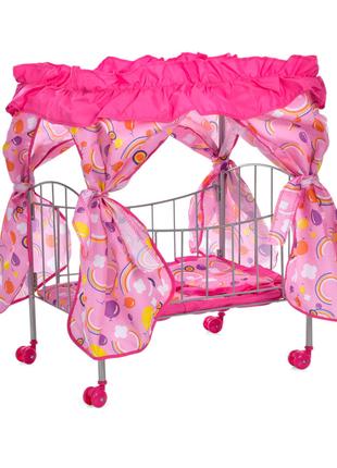 Детская игровая кровать для куклы 9350/015-2 железная с балдах...