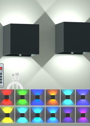 Набір з 2 настінних бра RGB, світлодіодні лампи для прикраси к...
