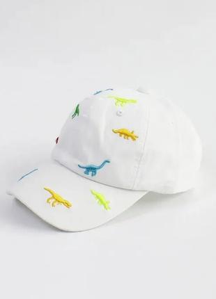 Детская кепка, Бейсболка белая с динозавриками, новая