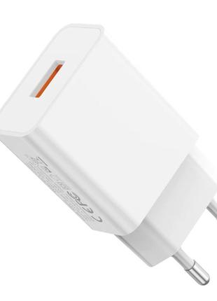 СЗУ XO L127 USB-A QC18W Fast Charging Charger White